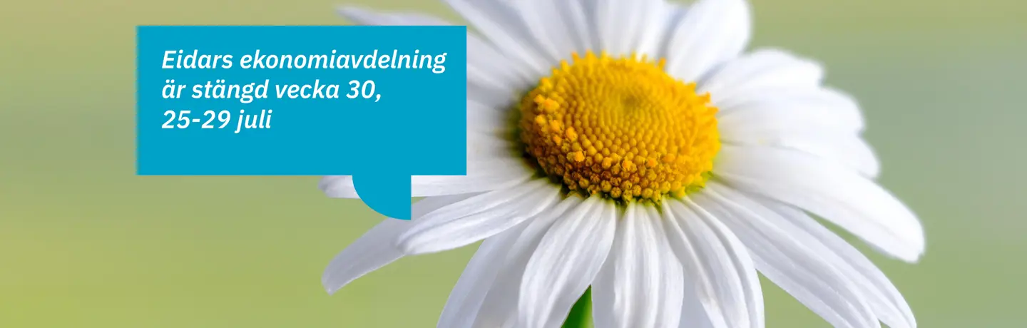 Eidars ekonomiavdelning är stängd vecka 30, 25-29 juli