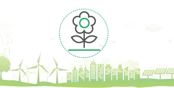 Bild på en illustrerad grön stad